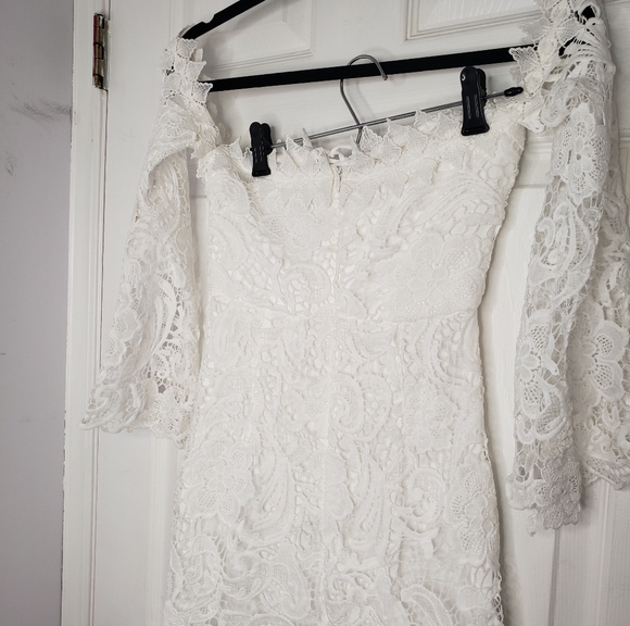 White Lacey Crochet Off shoulder dress - Picture 3 of 4